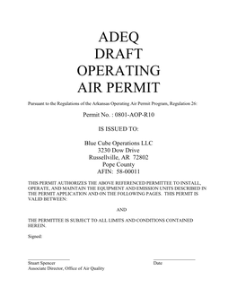 Adeq Draft Operating Air Permit