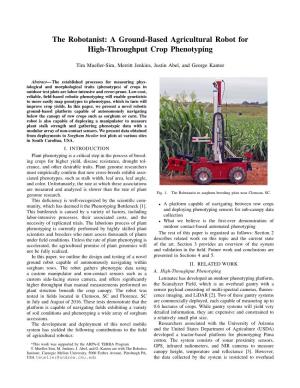 The Robotanist: a Ground-Based Agricultural Robot for High-Throughput Crop Phenotyping