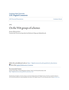 On the Witt Groups of Schemes Jeremy Allen Jacobson Louisiana State University and Agricultural and Mechanical College, Jjaco19@Math.Lsu.Edu