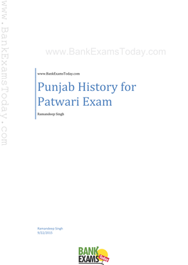 Punjab History for Patwari Exam S