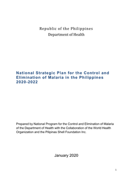 National Strategic Plan for the Control and Elimination of Malaria in the Philippines, 2014-20