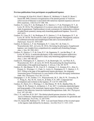 Previous Publications from Participants on Papilionoid Legumes
