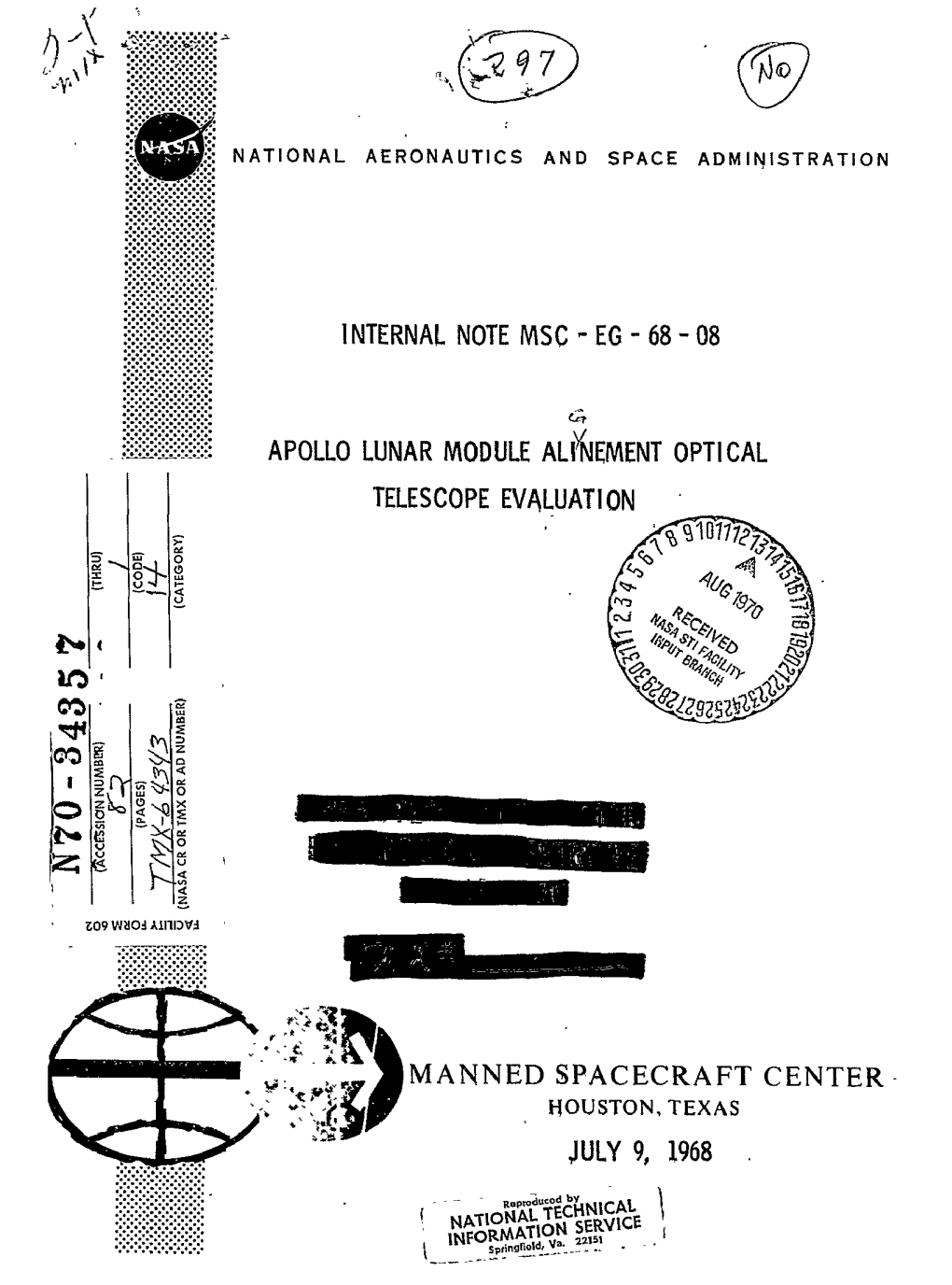 Apollo Lunar Module Ali4ement Optical Telescope Evaluation