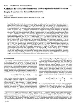 Catalysis by Acetylcholinesterase in Two-Hydronic-Reactive States Integrity of Deuterium Oxide Effects and Hydron Inventories