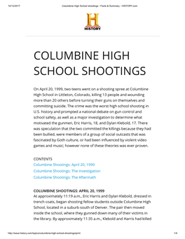 Columbine High School Shootings - Facts & Summary - HISTORY.Com