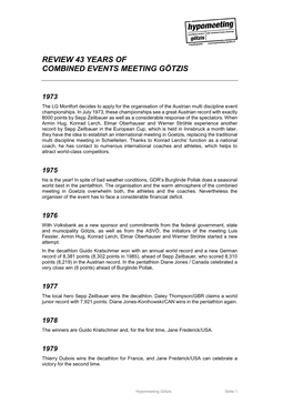Review 43 Years of Combined Events Meeting Götzis