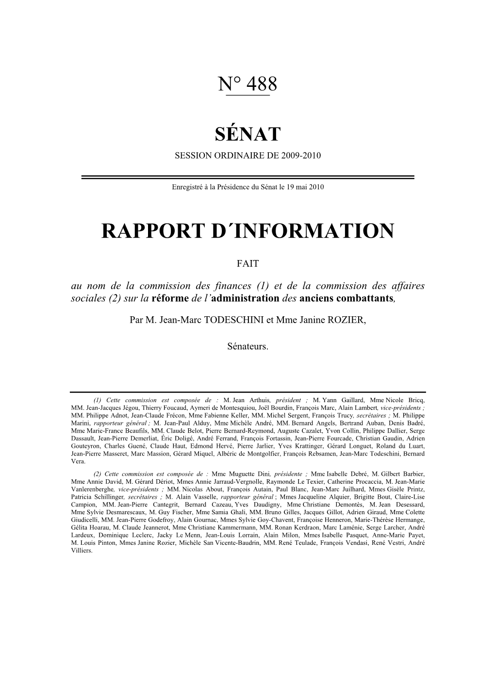 Rapport D´Information