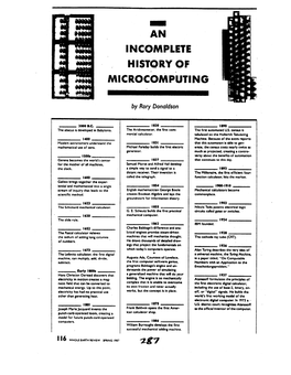 An Incomplete History of Microcomputing
