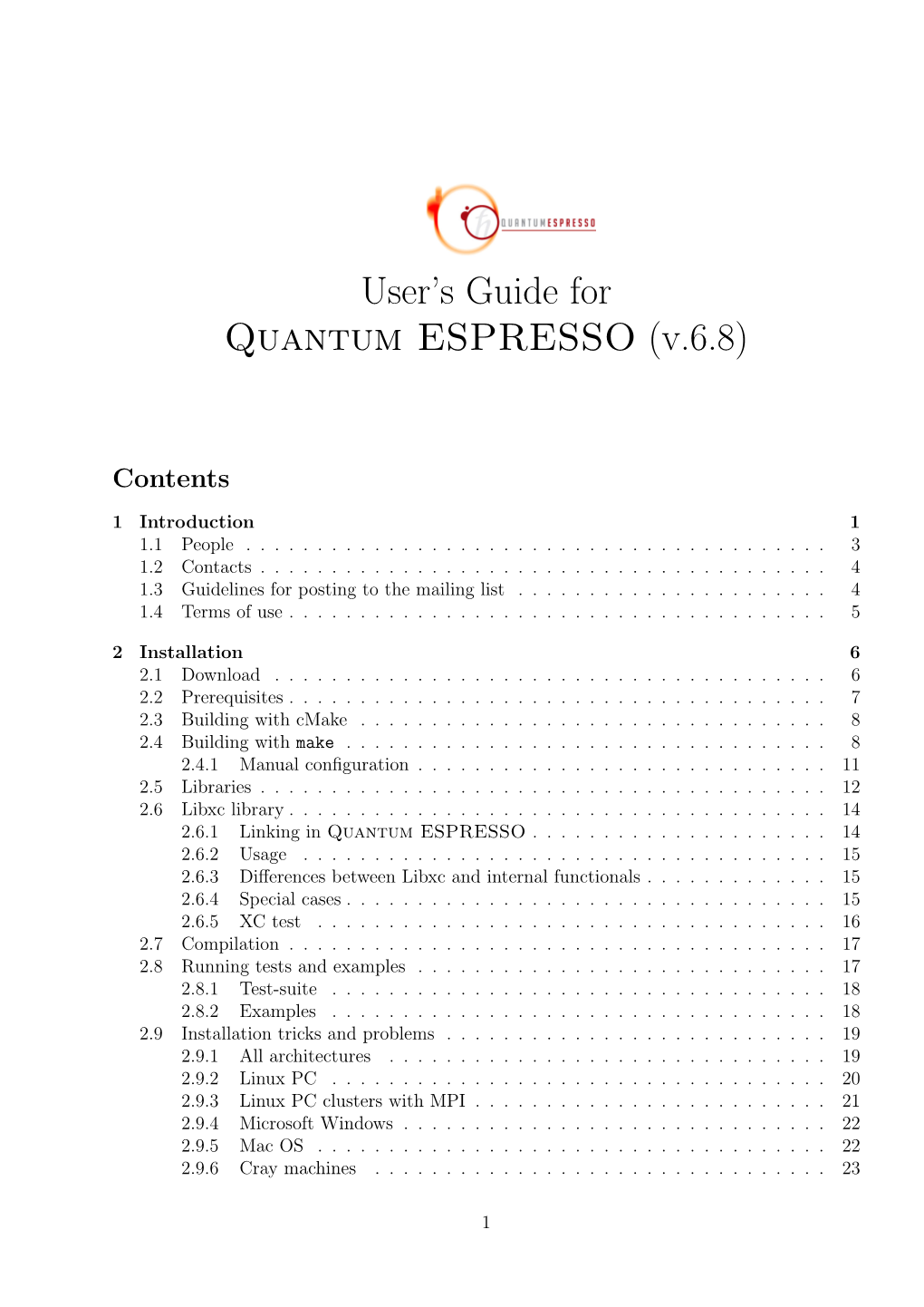 User's Guide for Quantum ESPRESSO (V.6.8)