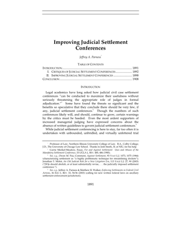 Improving Judicial Settlement Conferences