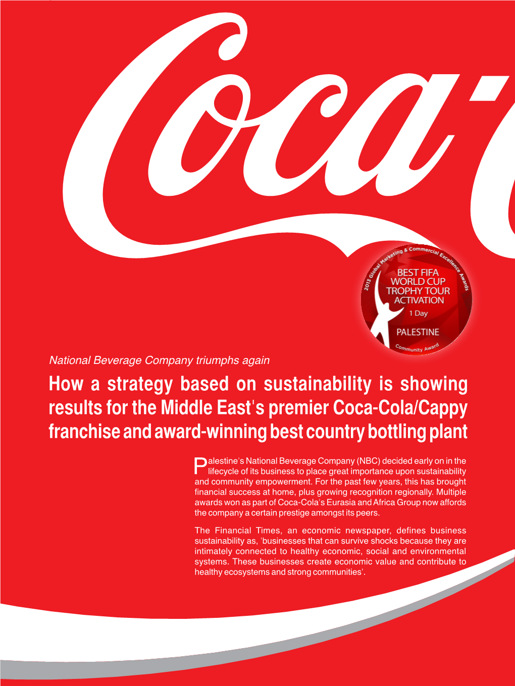 How a Strategy Based on Sustainability Is Showing Results for the Middle East's Premier Coca-Cola/Cappy Franchise and Award-Winning Best Country Bottling Plant