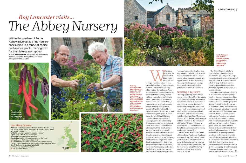 Roy Lancaster Visits the Abbey Nursery, the Garden 2013