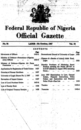 Federalrepublic.Ofnigeria Official:Gazette |