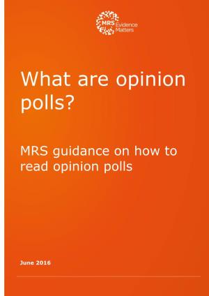 MRS Guidance on How to Read Opinion Polls