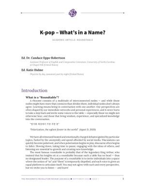 K-Pop – What’S in a Name?