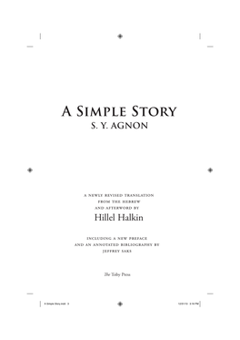 S.Y. Agnon, a Simple Story