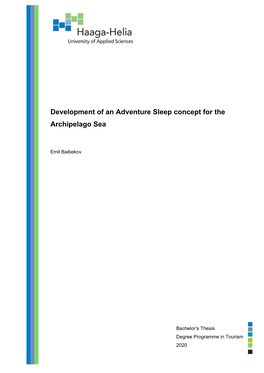 Development of an Adventure Sleep Concept for the Archipelago Sea