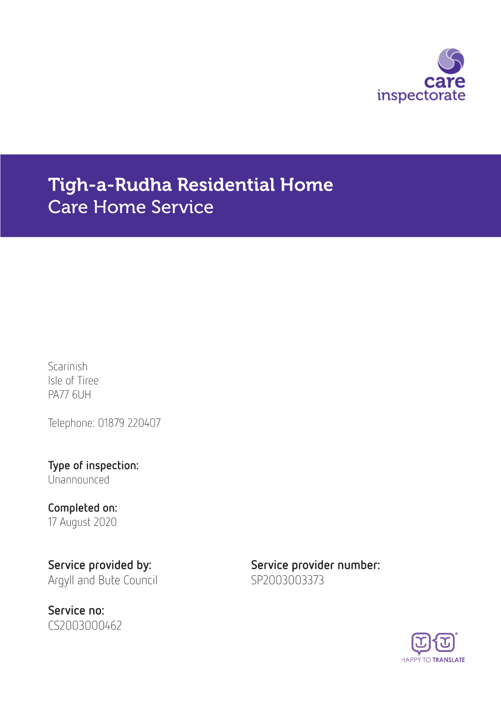 Tigh-A-Rudha Residential Home Care Home Service
