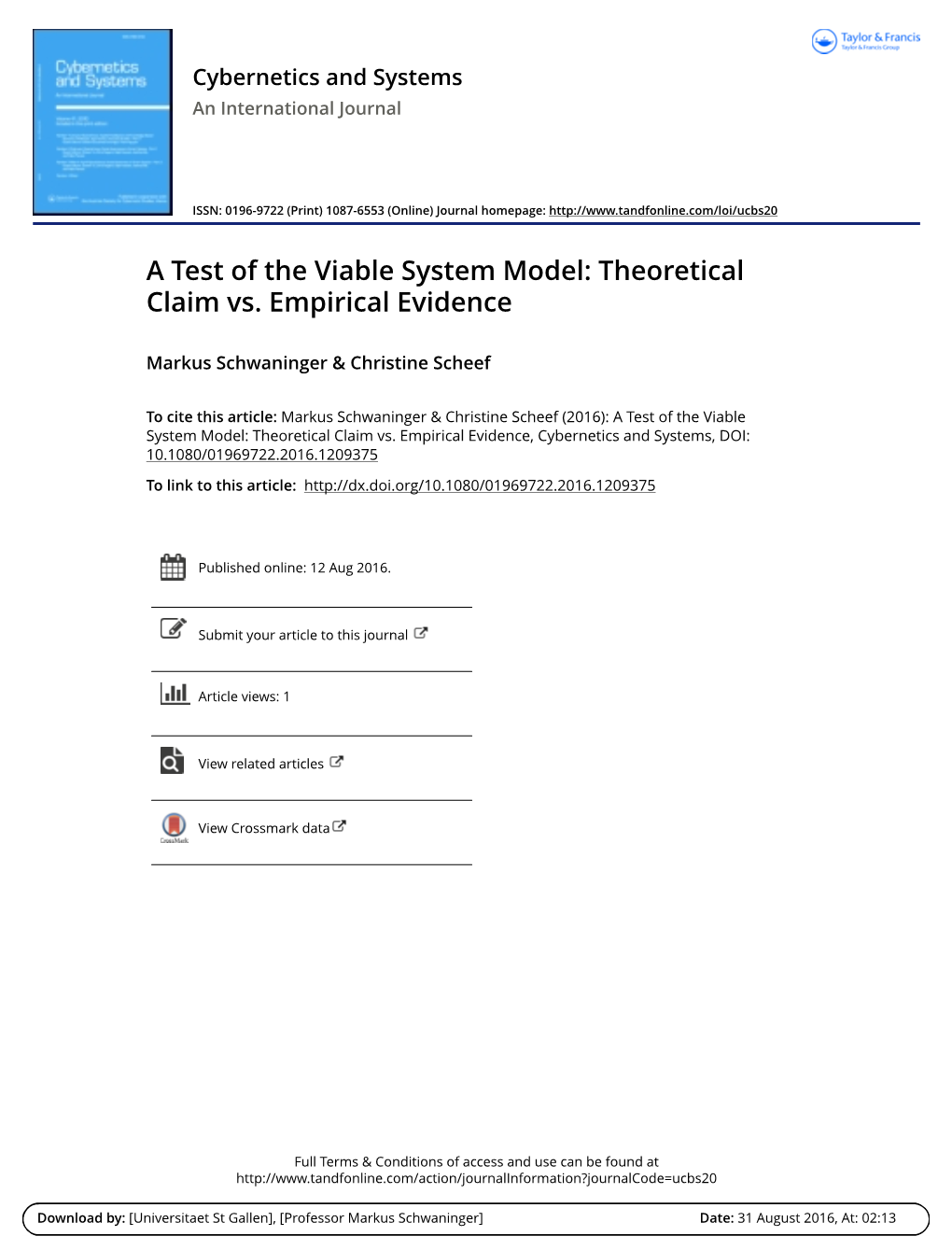 A Test of the Viable System Model: Theoretical Claim Vs. Empirical Evidence