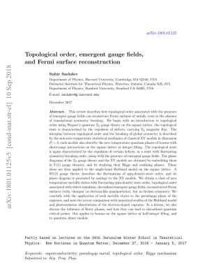 Topological Order, Emergent Gauge Fields, and Fermi Surface