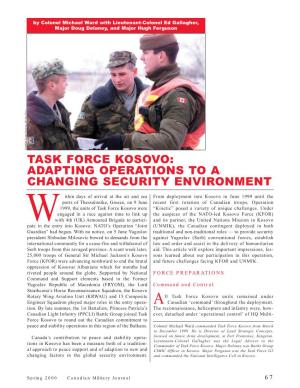Task Force Kosovo: Adapting Operations to a Changing Security Environment