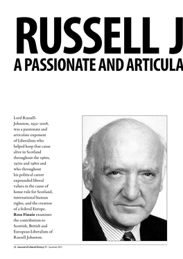 Russell Johnston a Passionate and Articulate Exponent Of