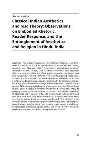 Classical Indian Aesthetics and Rasa Theory: Observations on Embodied Religion and Aesthetic Experience