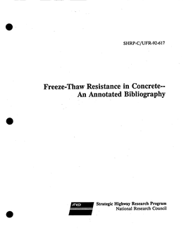 Freeze-Thaw Resistance in Concrete-- an Annotated Bibliography
