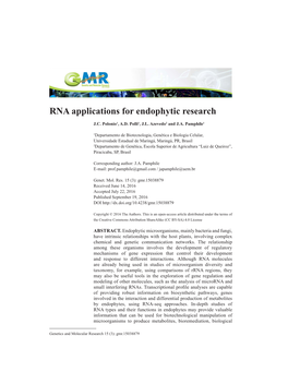 RNA Applications for Endophytic Research