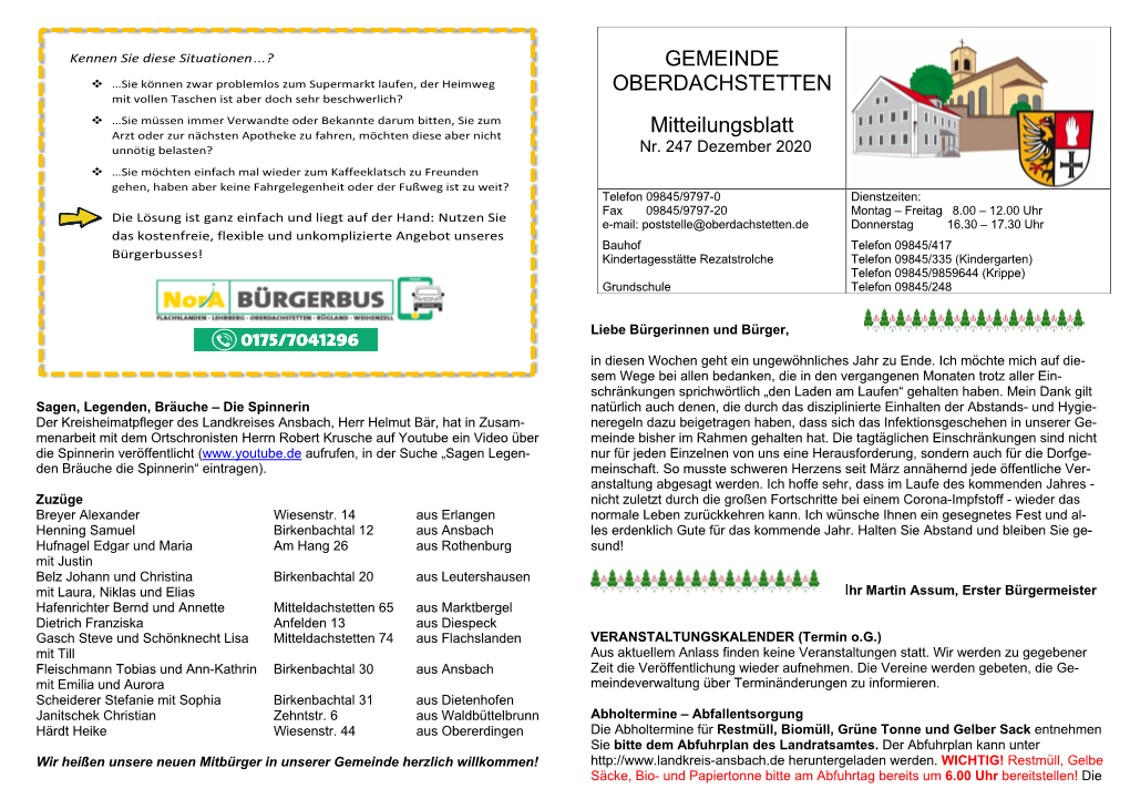 Gemeindeblatt Nr. 247 / Dezember 2020