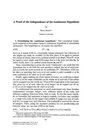 A Proof of the Independence of the Continuum Hypothesis