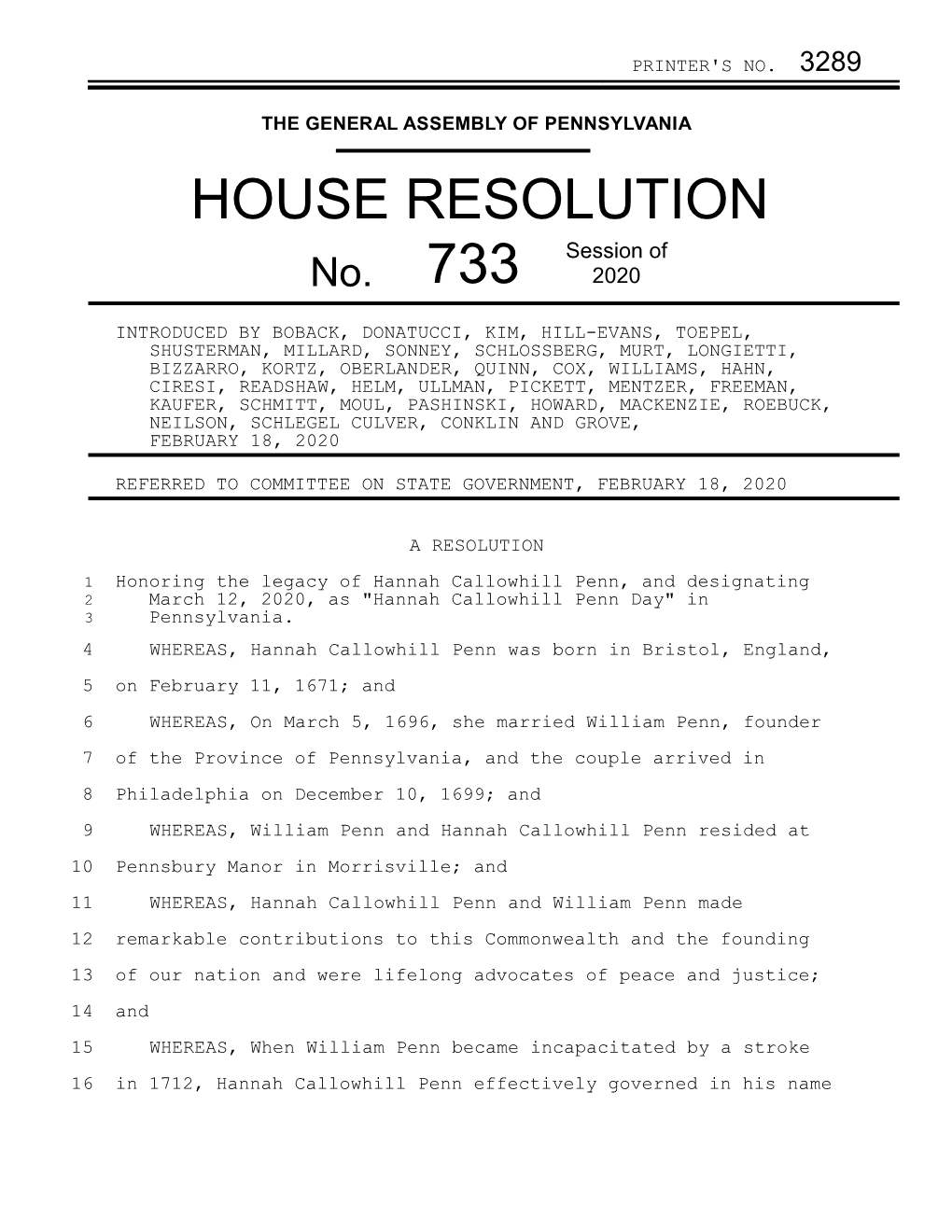 HOUSE RESOLUTION Session of No