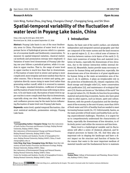 Spatial-Temporal Variability of the Fluctuation of Water Level in Poyang