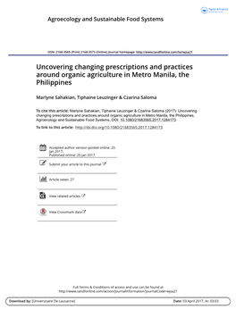 Uncovering Changing Prescriptions and Practices Around Organic Agriculture in Metro Manila, the Philippines