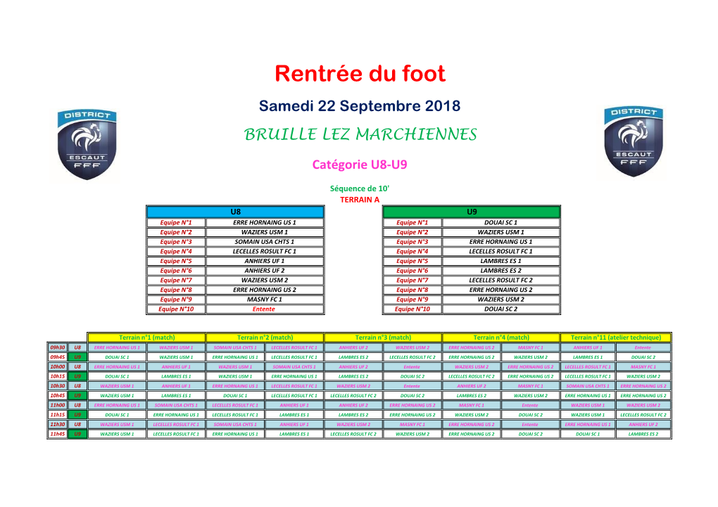 Rentrée Du Foot U8-U9 Bruille Les Marchiennes