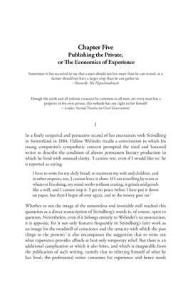 Chapter Five Publishing the Private, Or the Economics of Experience
