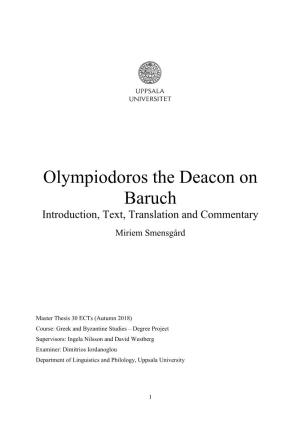 Olympiodoros the Deacon on Baruch Introduction, Text, Translation and Commentary
