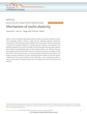Mechanism of Resilin Elasticity