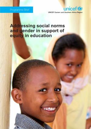 Addressing Social Norms and Gender in Support of Equity in Education