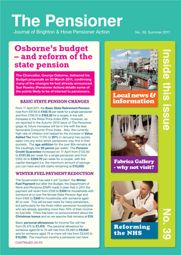 The Pensioner Journal of Brighton & Hove Pensioner Action No