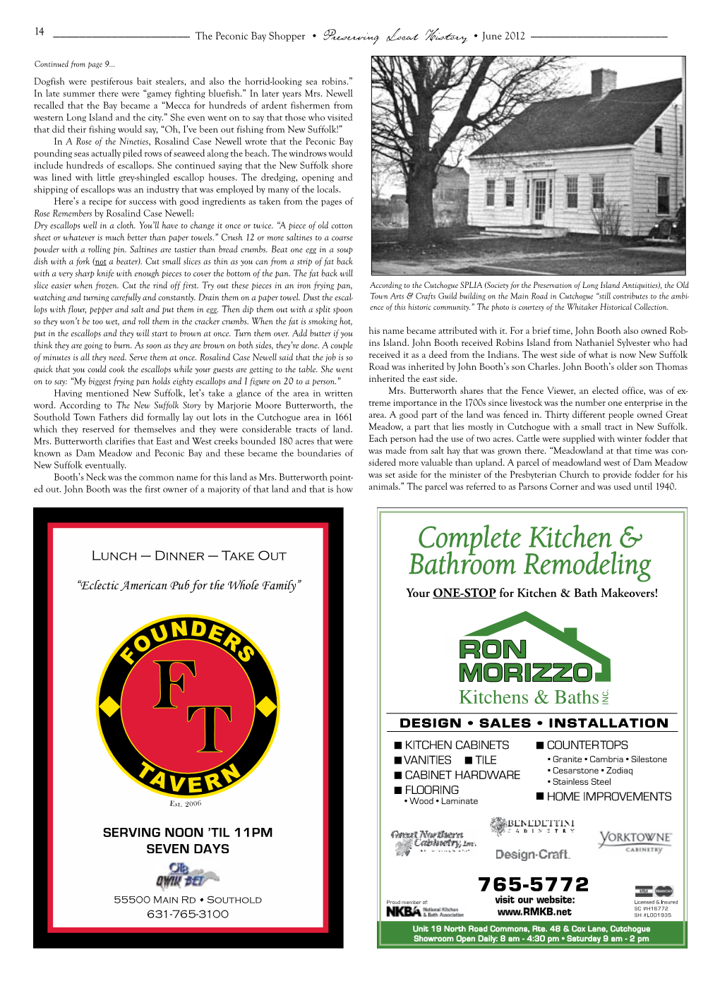 The Peconic Bay Shopper • Preserving Local History • June 2012 —————————————————————