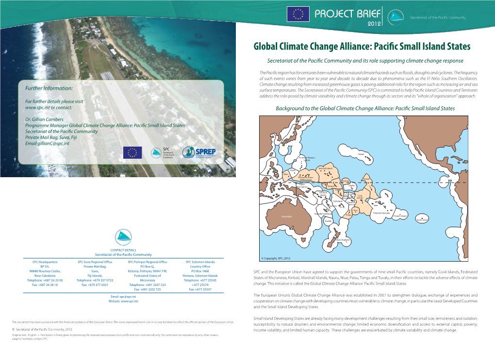 PROJECT BRIEF Global Climate Change Alliance: Pacific Small Island States