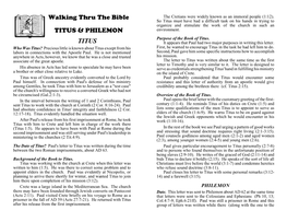 Walking Thru the Bible TITUS & PHILEMON TITUS