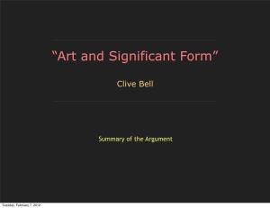 “Art and Significant Form”
