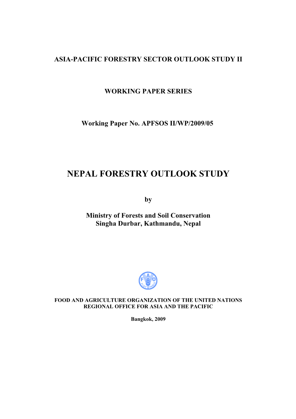 Nepal Forestry Outlook Study
