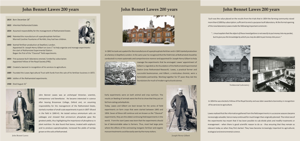 John Bennet Lawes 200 Years John Bennet Lawes 200 Years John Bennet Lawes 200 Years