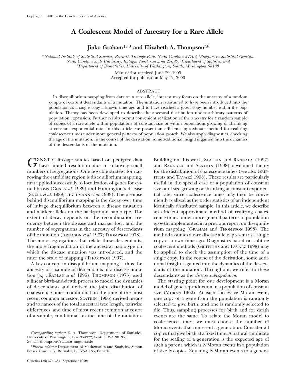 A Coalescent Model of Ancestry for a Rare Allele