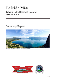 Kluane Lake Research Summit Report 2018