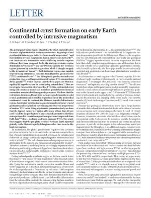 Continental Crust Formation on Early Earth Controlled by Intrusive Magmatism A