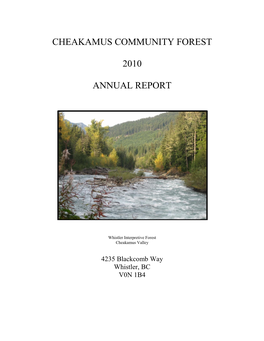 Cheakamus Community Forest 2010 Annual Report